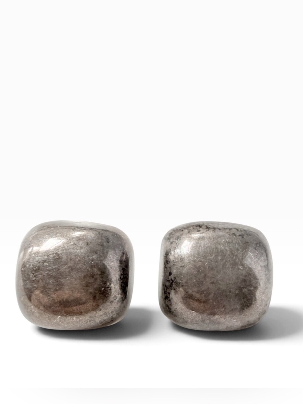 Vintage Sierra Mexico Sterling Silver Modernist Puffy Square Post Earrings